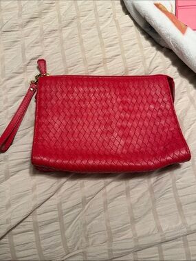 Stefano bravo red woven leather clutch bag